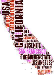 California USA state map vector tag cloud illustration