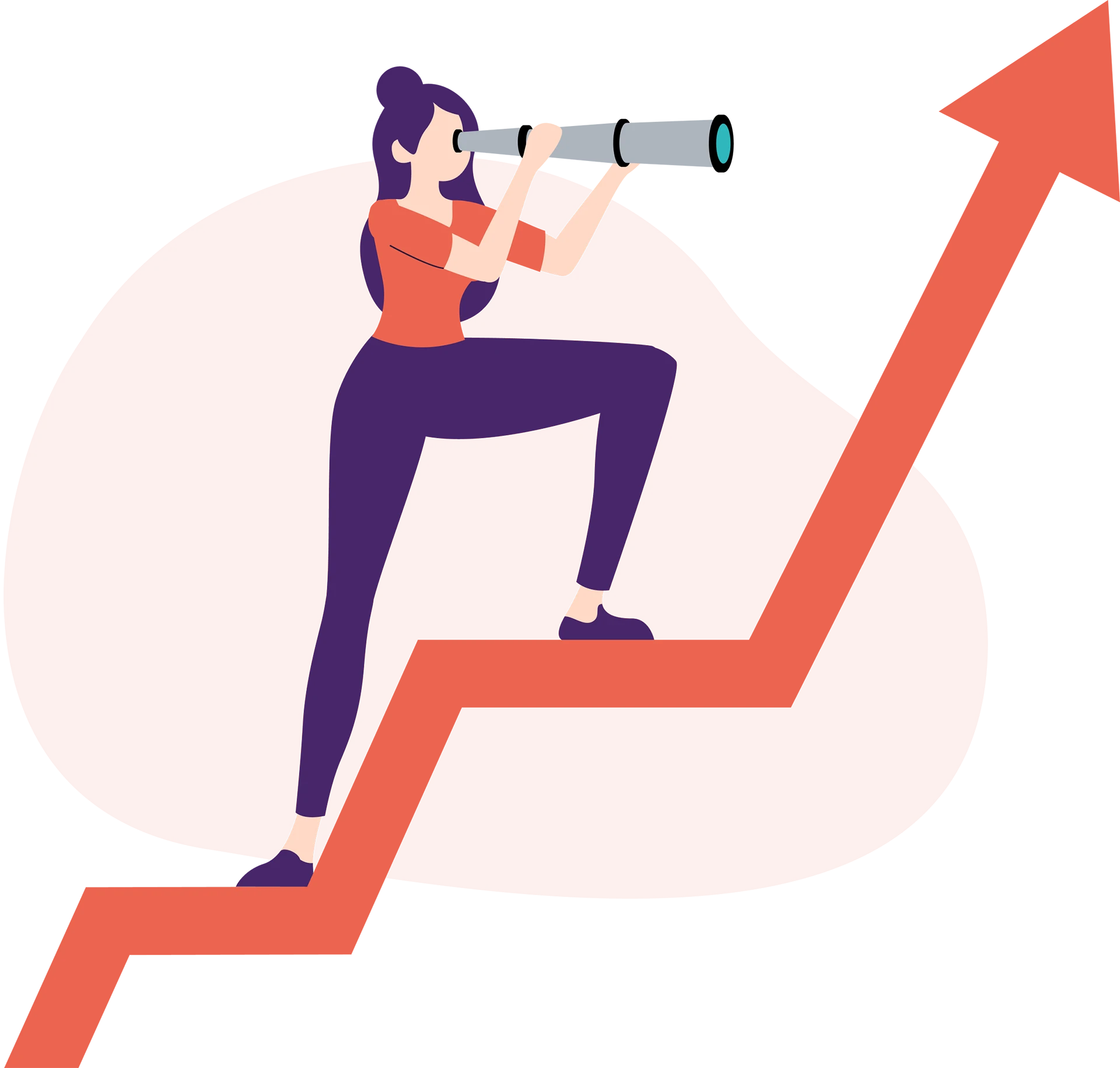 women climbing with telescope animated image