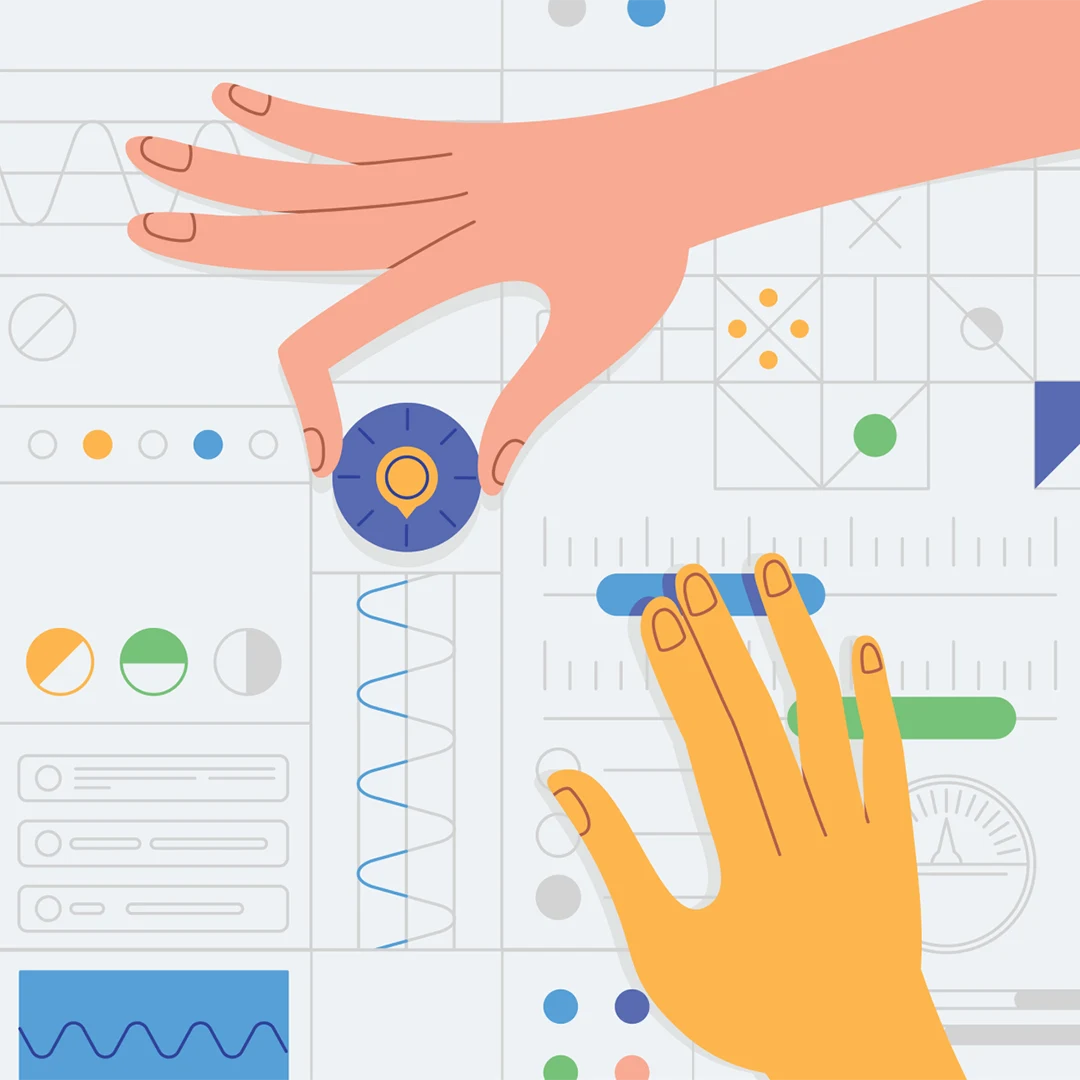 animated hands turning knobs and sliders image
